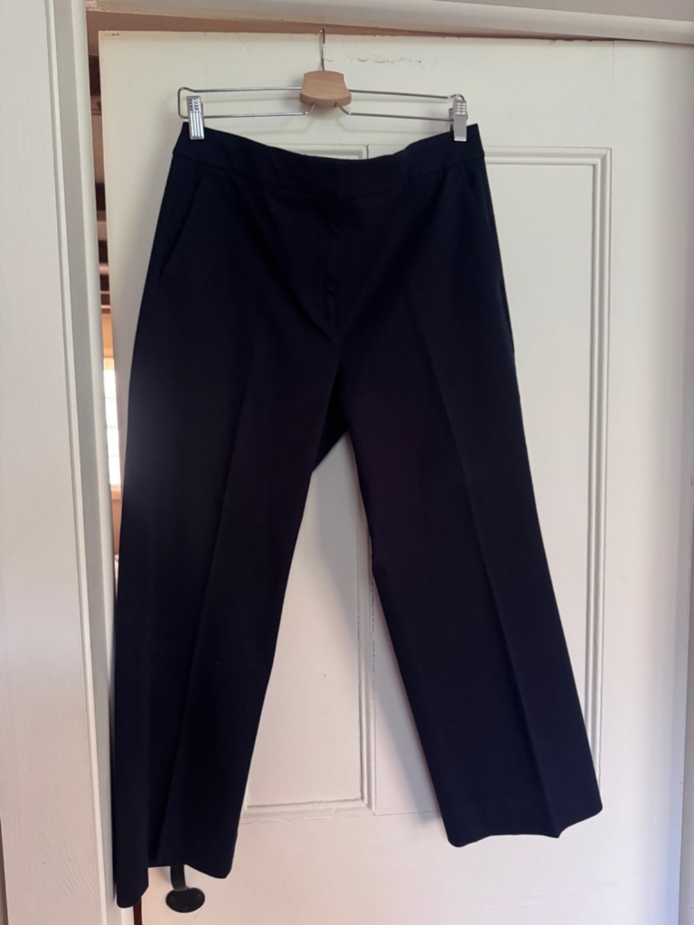 J.Crew Navy Wide Leg Trouser Cotton Viscose Stretch Tall Career Office Pant 12T